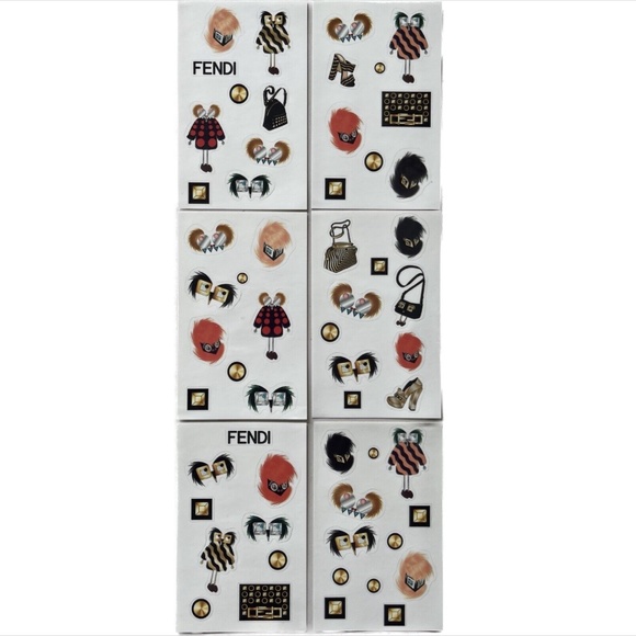 FENDI Metallic Gold-Tone Leather Notebook with Stickers - Picture 8 of 10